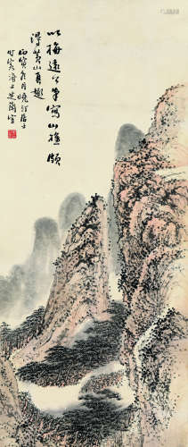 黄起凤（1889～1939） 丙寅（1926）年作 黄山松峰 镜片 设色纸本