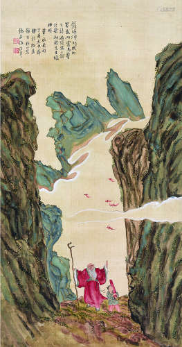 伍德彝（1864～1928） 丁酉（1897）年作 戏扫烟邱成幻界 屏轴 设色纸本