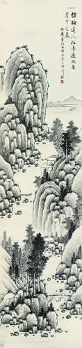 刘晋年（1904～？） 仿梅道人江亭远眺图 立轴 水墨纸本
