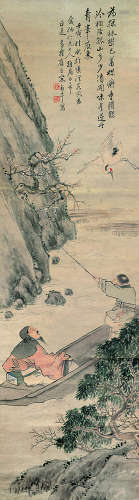 宋谷年（1830～1892） 清涧探林 立轴 设色纸本