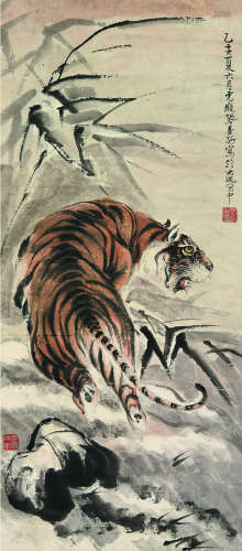 张善孖（1882～1940） 乙亥（1935）年作 虎啸 立轴 设色纸本