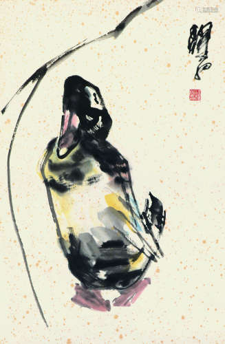 沈耀初（1907～1990） 鸭子 镜片 设色纸本