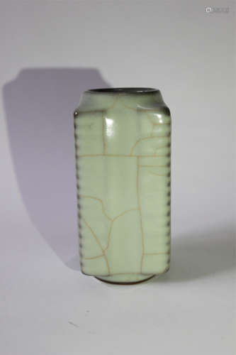 A LONGQUAN CELADON GLAZED CONG VASE