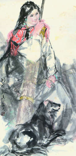 马西光（b.1932） 奶茶飘香 镜片 设色纸本