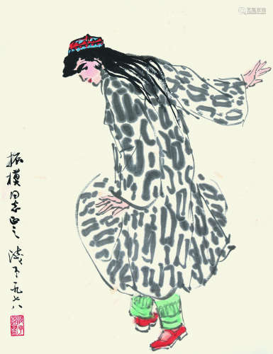 叶浅予（1907～1995） 戊午（1978）年作 新疆舞 立轴 设色纸本