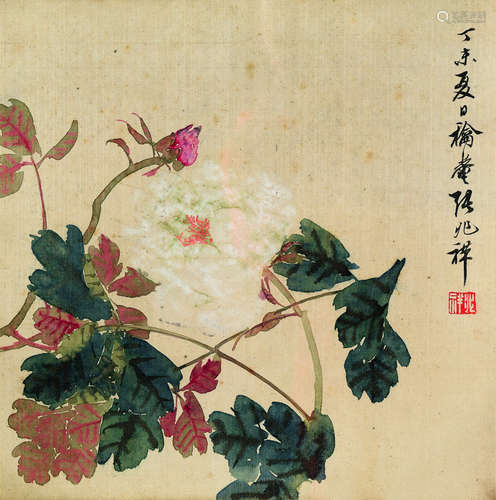 张兆祥（1852～1908） 丁未（1907）年作 春艳图 镜框 设色绢本