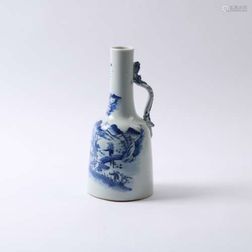 A BLUE AND WHITE FIGURES IN LANDSCAPE EWER QIBG DYNASTY