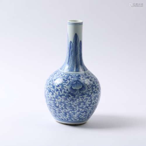 A BLUE AND WHITE LOTUS SCROLLS VASE JIAQING PERIOD