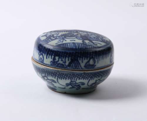 A BLUE AND WHITE PASTE BOX MING DYNASTY