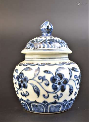 A BLUE AND WHITE JAR AND COVER MING DYNASTY