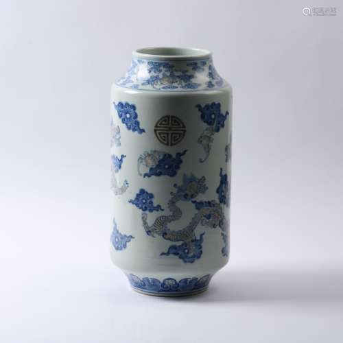 AN UNDERGLAZE BLUE AND COPPER RED LANTERN VASE JIAQING PERIOD