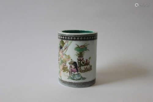 A FAMILLE ROSE BRUSH-POT QING DYNASTY
