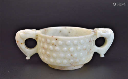 A WHITE JADE CUP MING DYNASTY