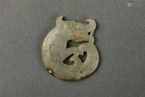 A CELADON JADE ORNAMENT WARRING STATES PERIOD