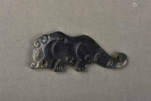 A BLACK JADE TIGER ZHOU DYNASTY