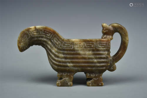 A JADE WINE VESSEL WARRING STATES PERIOD OR LATER