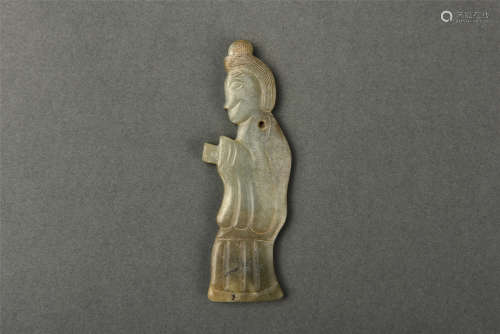 A CELADON JADE FIGUE SONG DYNASTY OR LATER