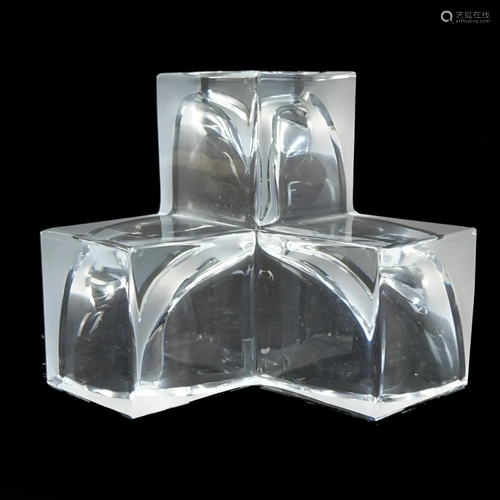 Daum France Crystal Block Sculpture