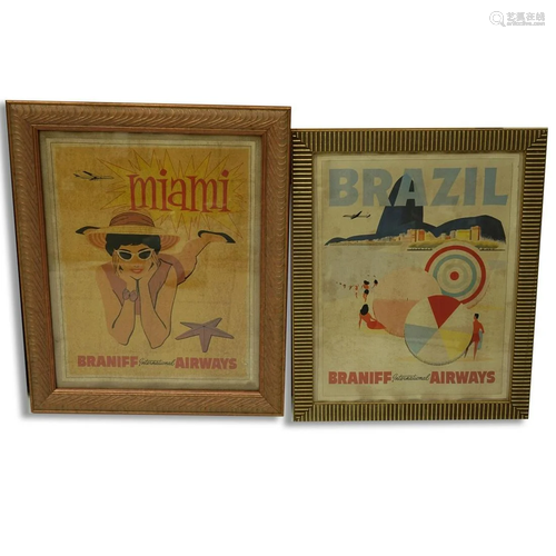 Two Braniff Airways Silk Screen Posters