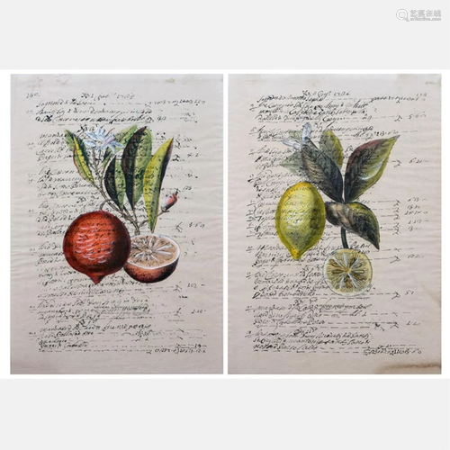 2 19th Century Ink and Watercolors on paper