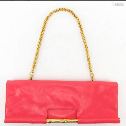 Trina Turk Salmon Pink Patent Leather Clutch