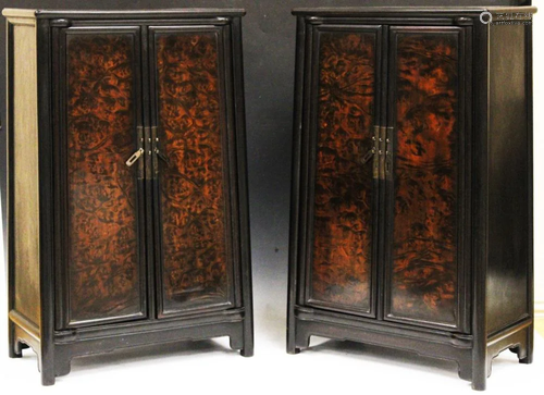 PAIR OF ZI TAN WOOD CABINETS