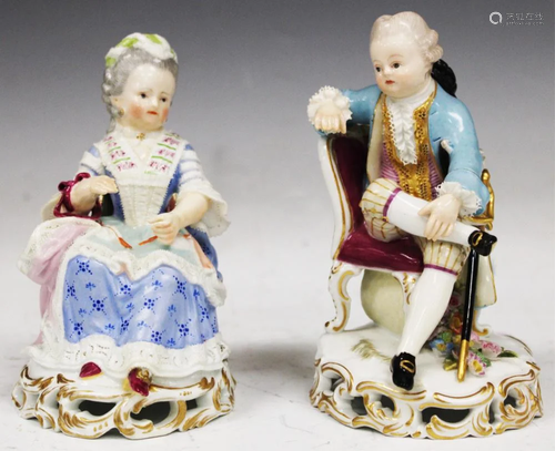 PAIR MEISSEN PORCELAIN FIGURAL STAT…