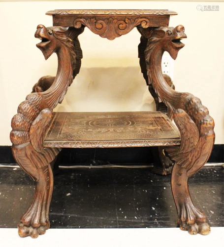 ITALIAN STYLE CARVED GRIFFIN TABLE, 1…