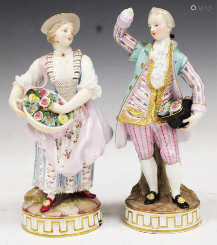 PAIR MEISSEN PORCELAIN FIGURAL STAT…