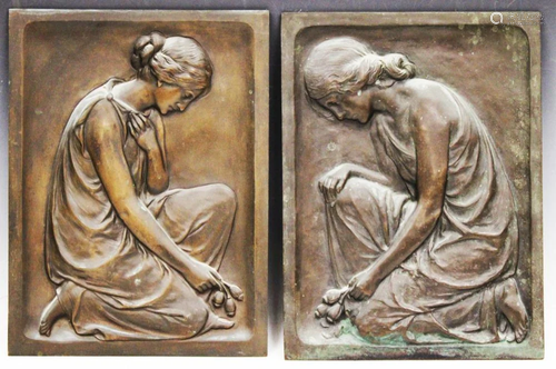 G.E.W. FLOWER BRONZE PLAQUES, 19TH C.