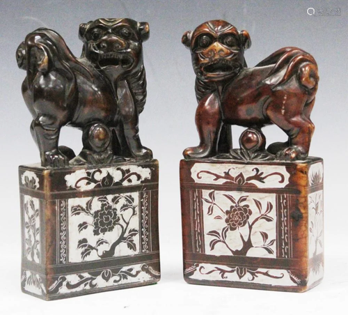 PAIR OF CHINESE CARVED SOAPSTONE CH…