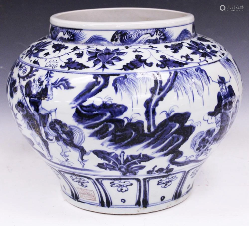 CHINESE BLUE & WHITE PORCELAIN JARDI…