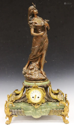 FRENCH 19TH C. SPELTER ONYX STATUE CL…