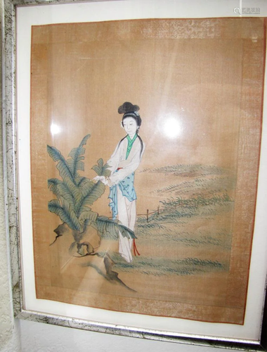 PAINTING OF WOMAN TOUCHING LEA…