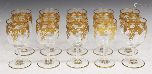 ETCHED GILT CRYSTAL WINE GLASSES