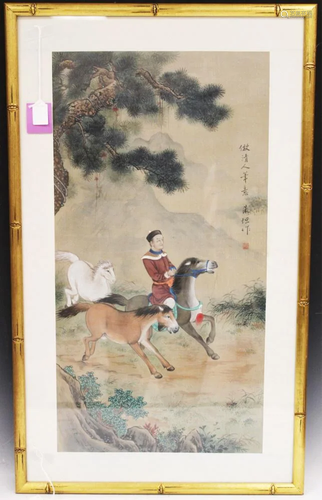 ZHU TAN, (LOT OF 2) VINTAGE WATERCOLORS