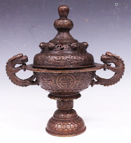 CHINESE CAST METAL CENSER WITH DR…