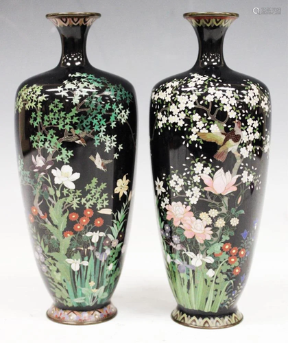 PAIR OF JAPANESE CLOISSONE VASES