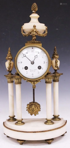 FRENCH ONYX COLUMN CLOCK WITH P…