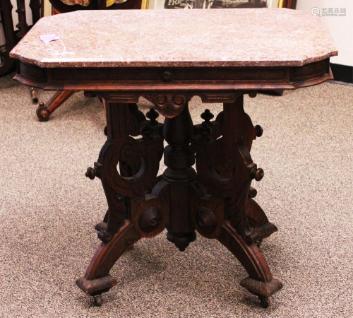 VICTORIAN MARBLE TOP CENTER TABLE