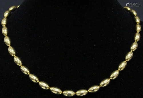 18KT YELLOW GOLD BEADED NECKLACE W/ S…