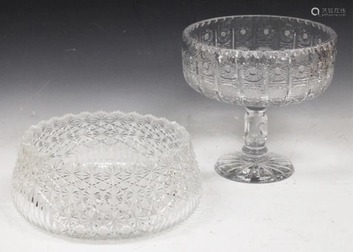 LOT OF (2) CUT GLASS BOWL, STEMFOOT…