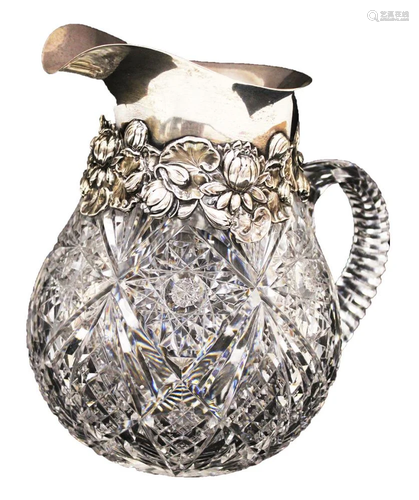 STERLING SILVER CUT CRYSTAL PITCHER