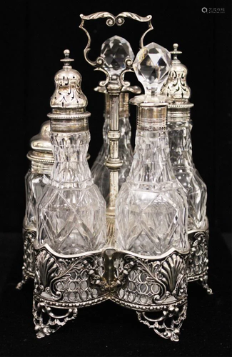 VINTAGE CRYSTAL CUT CRUET BOTTLE SET