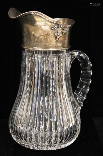 STERLING SILVER CUT CRYSTAL PITCHER