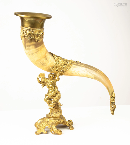 Horn Vase with Gilt Bronze Mounts