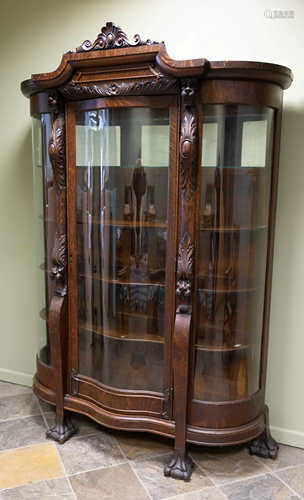 Carved Oak China Cabinet