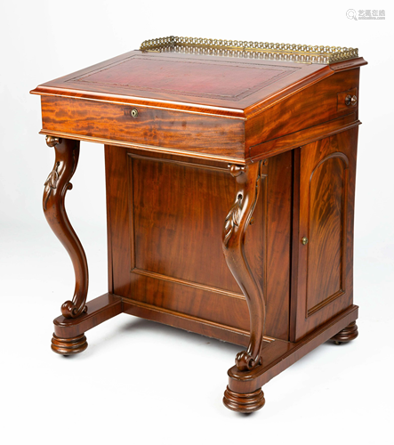 Carved Mahogany Davenport Desk