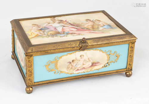 Porcelain and Gilt Brass Jewelry Box