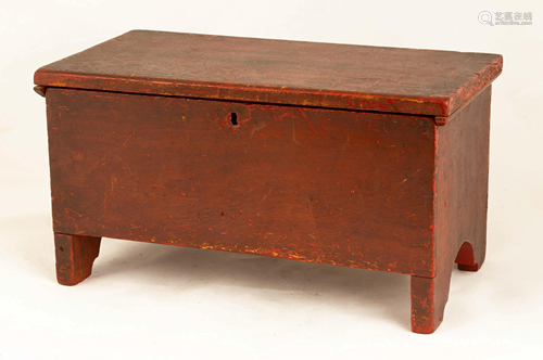 Miniature American Pine Chest in Original Red…